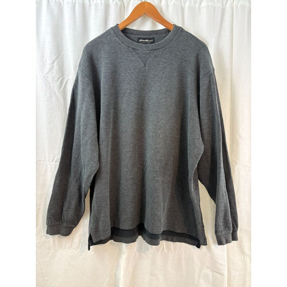Vintage Eddie Bauer Knit Pullover Sweater Men's Tall XL Gray Cotton Gorpcore Y2K